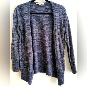 Loft size s v-neck zip cardigan in grey spacedye